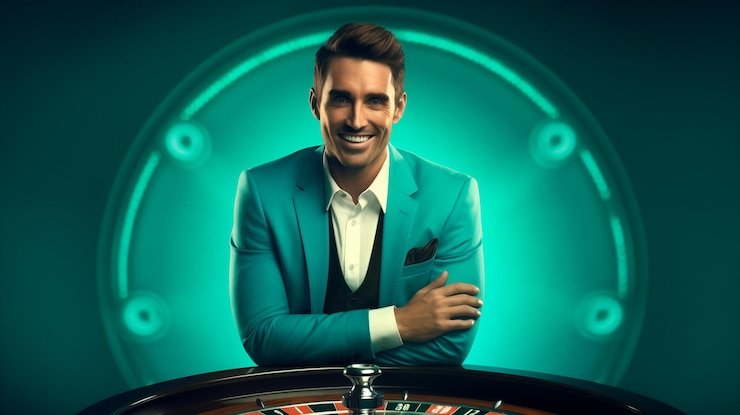 Live roulette wheel and betting table at a colrom studio